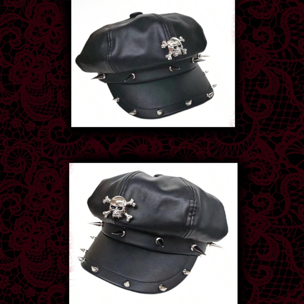 Y2K Unisex Punk Rock Rivet Leather Cap